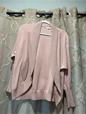 Open-Front Draped Cardigan Sweater - Blush Pink
